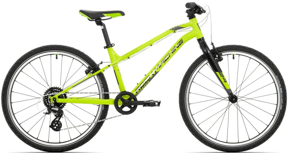 Rock Machine Thunder 24 2024 - horské kolo dětské 24" - Radioactive Yellow/Black/Dark Grey - vel. 12.5" (XXS)