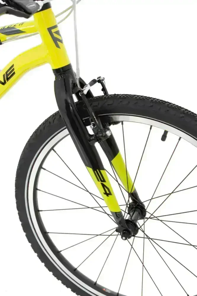 Rock Machine Thunder 24 2024 - horské kolo dětské 24" - Radioactive Yellow/Black/Dark Grey - vel. 12.5" (XXS)