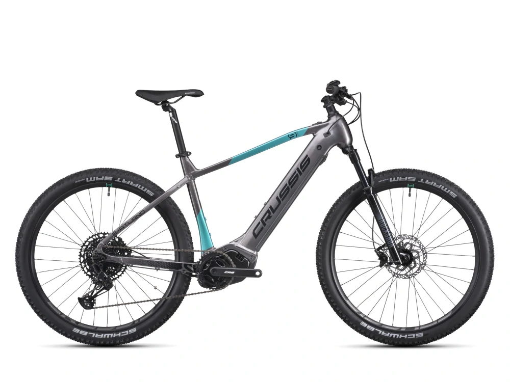 Crussis e-Atland 9.10-M 2025 - horské elektrokolo pánské 27,5"- 720 Wh (20 Ah) - šedá/modrá