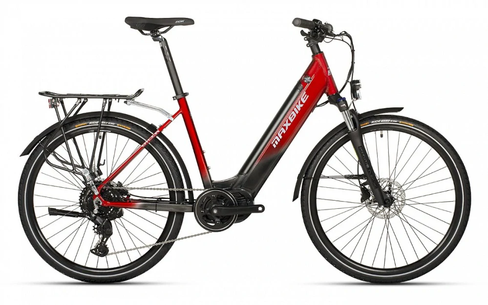 Maxbike Villa 26 2025 - městské elektrokolo 26" - 630 Wh (17,5Ah) - červená - vel. 18" (M)