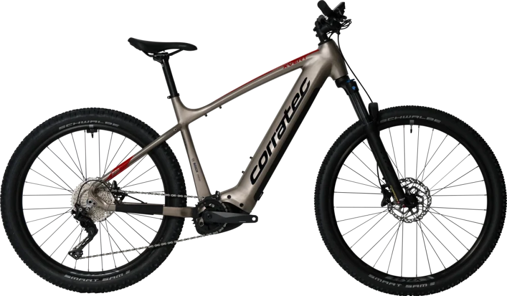 Corratec E-Power X-Vert Pro Gent 2024 - horské elektrokolo 29"/27,5"- 750 Wh (21 Ah)- červená/hnědá/šedá - vel. XL (22,5")
