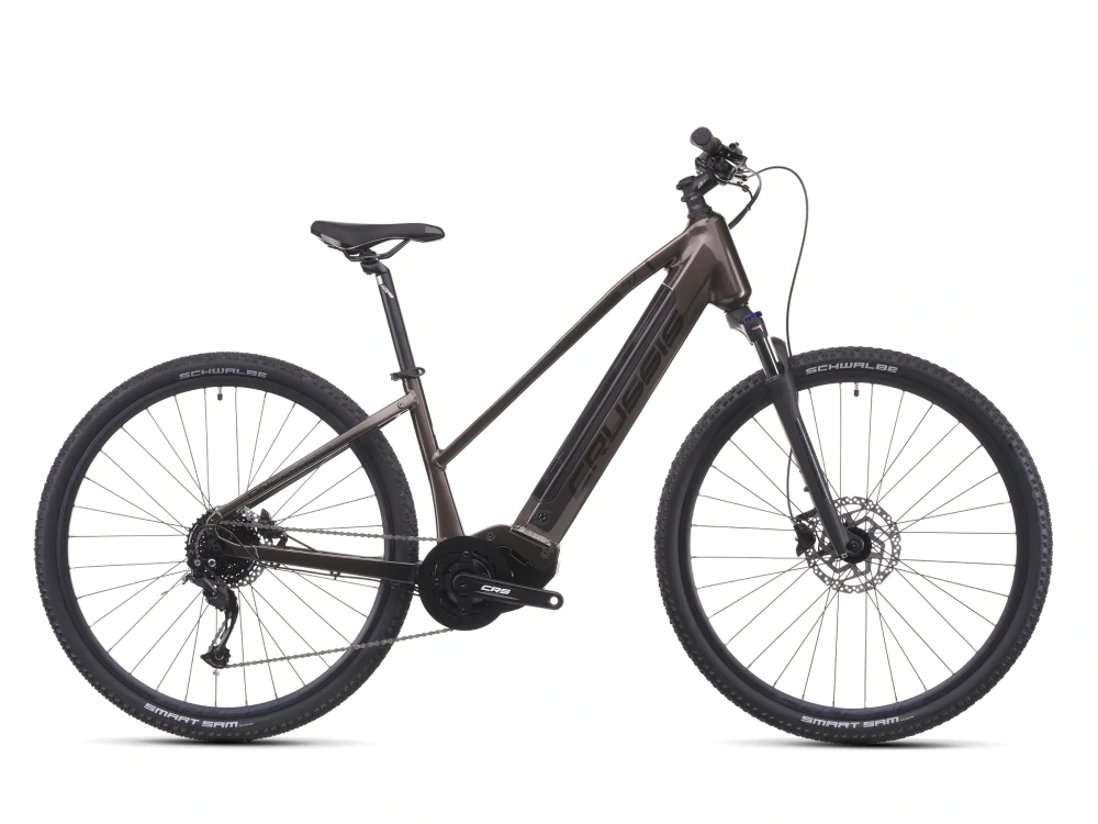 Crussis ONE-Cross low 7.11 2026 - krosové elektrokolo dámské 28" - 691 Wh (19,2 Ah) - kávová/šedá