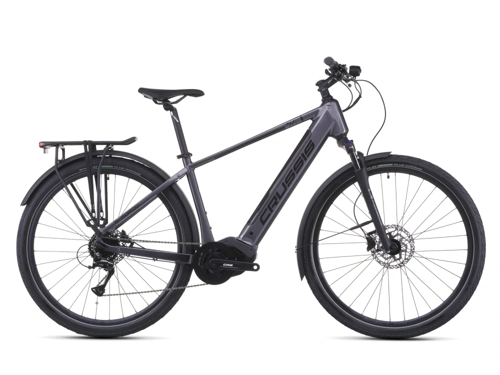 Crussis e-Gordo 7.11 2026 - trekingové elektrokolo 28" - 715 Wh (19.88 Ah) - šedá/žlurá