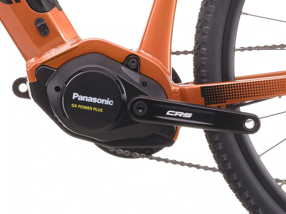 Crussis e-Cross low 7.11 2027 - krosové elektrokolo dámské 28" - 691 Wh (19.2 Ah) - oranžová - vel. 16" (S)