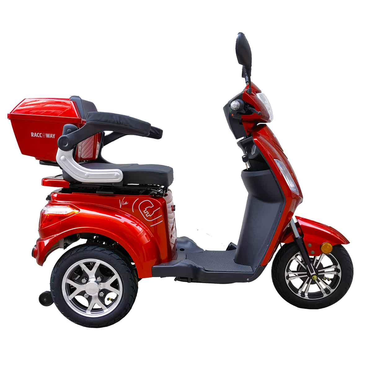 Tříkolový elektroskútr Racceway Via - 720 Wh - vínový lesklý 