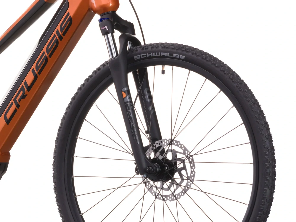 Crussis e-Cross low 7.11 2027 - krosové elektrokolo dámské 28" - 691 Wh (19.2 Ah) - oranžová - vel. 16" (S)