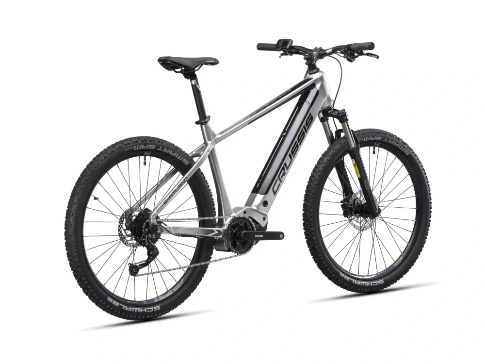 Crussis e-Atland 9.10-M 2025 - horské elektrokolo pánské 27,5"- 720 Wh (20 Ah) - šedá/modrá