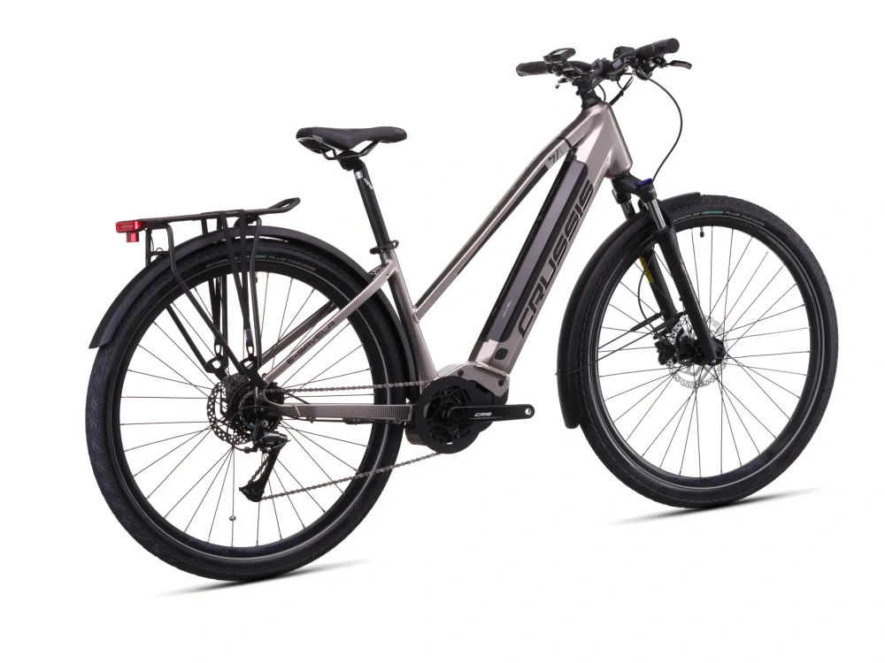 Crussis e-Savela 7.11 2026 - trekingové elektrokolo dámské 28" - 691 Wh (19,2 Ah) - stříbrná/černá