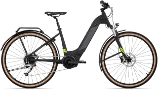 Rock Machine CrossRide e500B Touring 2024 - trekingové elektrokolo 28" - 500 Wh (14 Ah) - Matte Black/Dark Grey/Radioactive Yellow - vel. 19" (L)